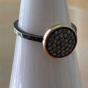 Oxidized Sterling silver and Diamond Ring